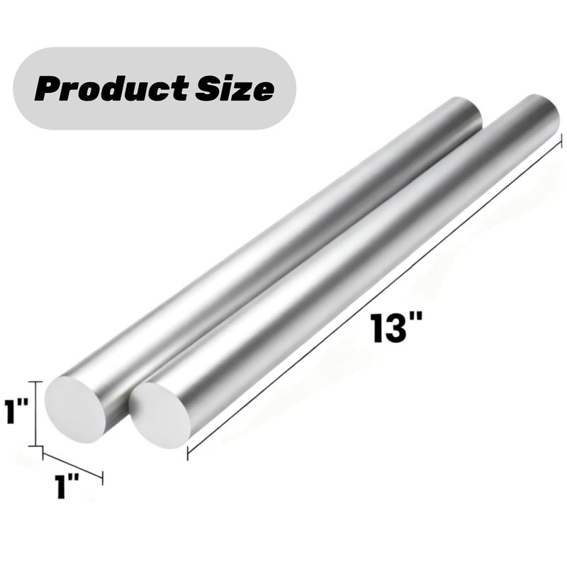 Tlence 2 Pack 1 Inch Diameter Round Aluminum Rod, 13" Long 6061 Aluminum Bar, T6511 Extruded Lathe Bar Stock, Solid Metal Material for Industrial, DIY Craft - Image 2